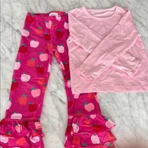 Ruffle Butts Pink Apple Print Set